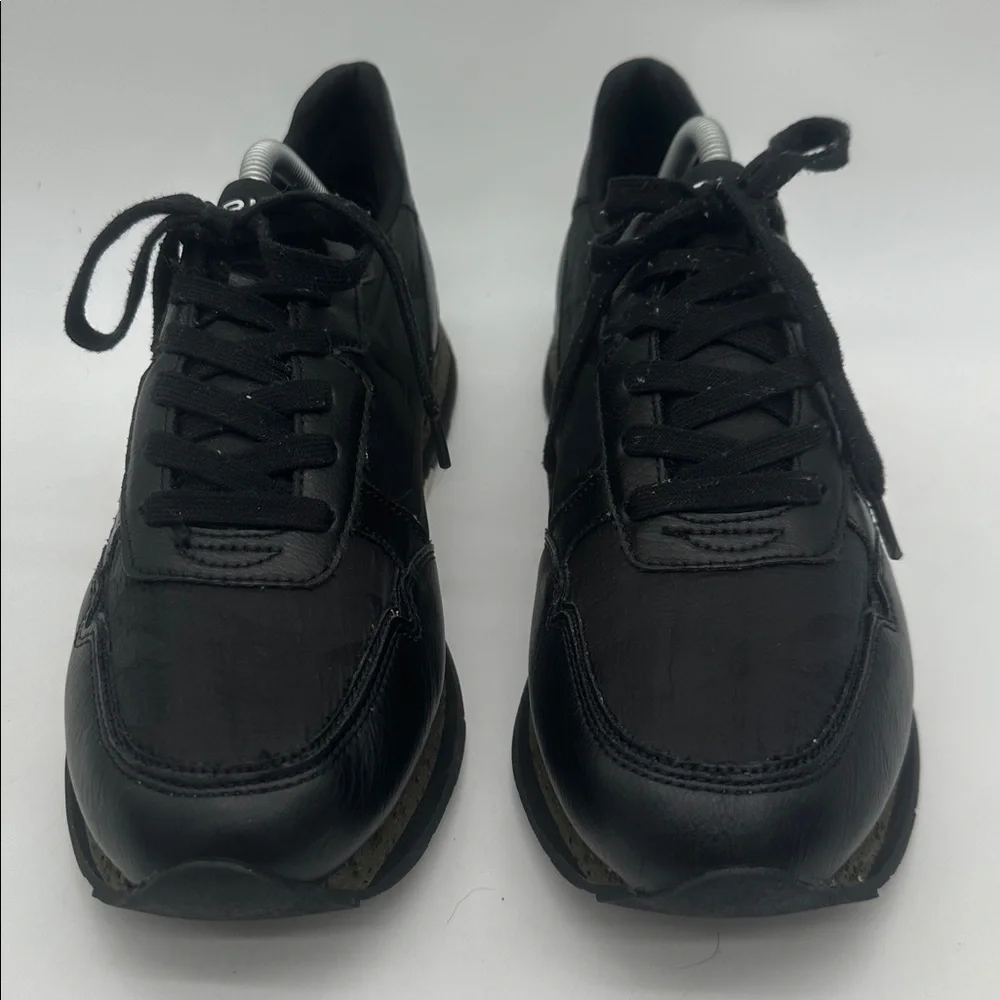 Replay Arthur Black Leather Men's Sneakers Lace Up Low Profile Black Size US10